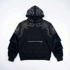 Sweat à capuche personnalisé pour homme, grande taille, coupe ample, épaules tombantes, épais, en polaire, coupe-vent, mélange de coton, 100 % coton - Product Image 1