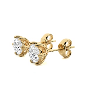 Élégantes boucles d'oreilles clous rondes 1 carat chacune en or massif 14K avec diamants de laboratoire IGI pour femme – Bijoux de mode au look moderne - Product Image 5
