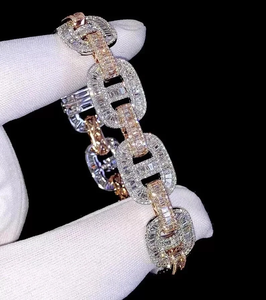 Bracelet en argent moissanite, style cubain, bijoux hip-hop de luxe, chaîne scintillante pour homme et femme, cadeau tendance - Product Image 4