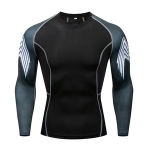 Factory Manufactured 100% Spandex/Polyester Men's MMA Rash Guard Customizable Quick Dry Anti-Bacterial Breathable 220g Fabric - Product Image 1