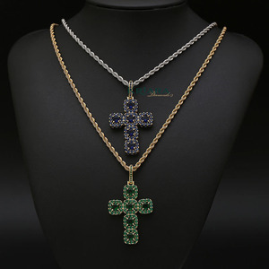 Pendentif Croix en Argent 925 Plaqué Or 18K avec Moissanite Ronde Taille Brillant, Style Hip-Hop Unisexe pour Fêtes et Usage Quotidien - Product Image 4