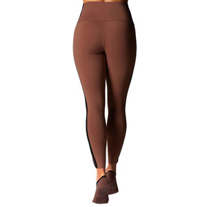 High Waist Full Length Yoga <b>Leggings</b> With <b>White</b> Side Stripe Contrast Stitch Four-Way Stretch Seamless Workout Pants - Product Image 5