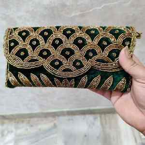 Accessoires de mode en cristal de luxe faits à la main en Inde, poignée de sac baguette perlée multicolore, sac à main décontracté durable, style local - Product Image 1