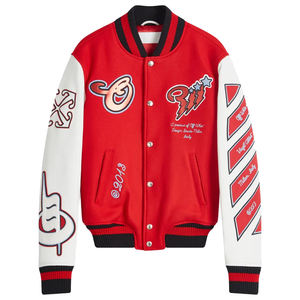 Chaqueta Varsity Negra Unisex, Tejido de Lana, Cuerpo de Poliéster/Algodón, Cierre de Botones Cubiertos, Cuello Alto, Corte Regular, Invierno - Product Image 1
