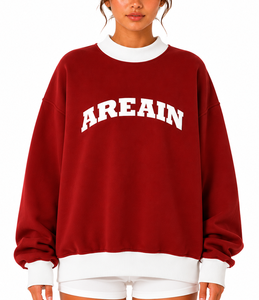Women's Winter Lightweight Mock Neck Sweatshirt Premium 100% Cotton Oversized Fit <b>Drop</b> Shoulder Front Custom Logo Streetwear - Product Image 1