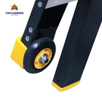 Échelle à marches en aluminium VIETLADDERS, 4 marches, 6 pieds, pliable avec roues, verrouillage manuel, usage domestique, EN131
