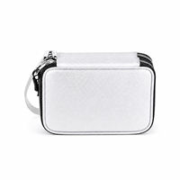 Sac de rangement ignifuge et étanche en cuir PU argenté, organiseur d'accessoires électroniques, pochette à double compartiment pour piles, pour voyage et maison