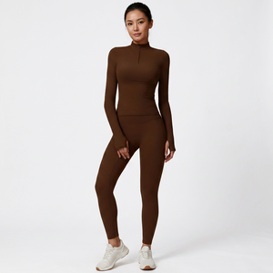 <b>Women's</b> Long Sleeve Half-Zip <b>Compression</b> <b>Top</b> Solid Color Breathable Stretch Fit All Seasons Activewear Shirt - Product Image 2