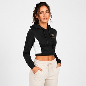 Sweat-shirt court à capuche pour femme, style graphique, doux et décontracté, avec capuche réglable, manches longues, poignets côtelés, confortable - Product Image 3