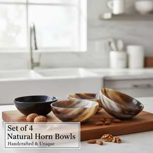 Handmade Polished Round Natural Horn <b>Decorative</b> <b>Plate</b> Set Modern Design Eco-Friendly Durable 4-Piece Set - Product Image 4