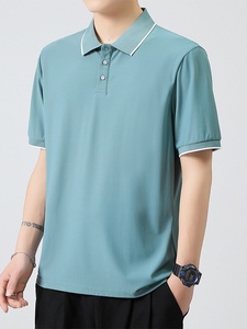 New Summer Men's for Polo T-Shirt Solid Color Ice Silk Quick-Drying All-<b>Match</b> Casual Lapel Business Fashion Nylon - Product Image 2
