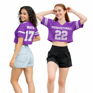 เสื้อยืดครอปผู้หญิงขายส่ง พิมพ์ลายหมายเลขตามสั่ง แขนสั้น สไตล์เจอร์ซีย์ แฟชั่นสตรีทแวร์ฤดูร้อน เสื้อครอปท็อป - Product Image 5