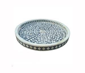 Plateau de service décoratif rond en incrustation d'os de haute qualité, différentes couleurs - Product Image 3