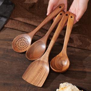 Juego de Utensilios de Cocina de Madera de Teca Natural, Cucharas de Madera para Cocina, Juego de Utensilios Antiadherentes - Product Image 6