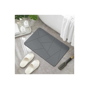 Modern Geometric Microfiber Bath <b>Mat</b> Rectangle Scalloped Pattern Non-Slip Grey Home <b>Bathroom</b> Rug Thin Machine Washable - Product Image 2