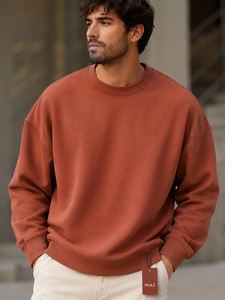 เสื้อสเวตเชิ้ตคอกลมสีน้ำเงินกรมท่าสำหรับผู้ชายจาก Miaz Enterprises ทรงปกติ ผ้าสั่งทำพิเศษ แห้งเร็ว ไม่หดตัว สวมใส่สบาย - Product Image 5