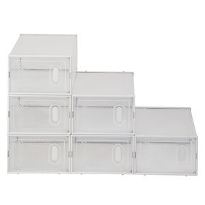 Set di 6 Scatole Trasparenti XXL per Scarpe, Impilabili, Organizzatore/Scaffale per Scarpe Bianco Salvaspazio Pieghevole per Armadio o Garage - Product Image 2