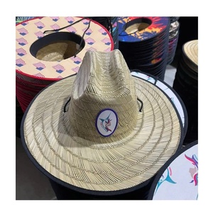 Australia Natural Lifeguard Straw Hats with Wooden Bead Cotton Cord <b>Headband</b> Inside for Home Party Wedding Fishing Sports Casual - Product Image 5