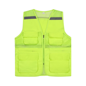 Chaleco de Seguridad de Alta Visibilidad de Malla Amarilla Fluorescente de Poliéster de Calidad Premium con Bolsillos con Cremallera, Reflectante, Antiestático y Transpirable - Product Image 3