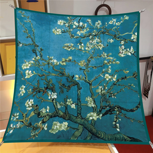 90CM Hot Sell Twill Silk <b>Scarf</b> Fashion Shawl Brand Van Gogh Oil Painting <b>Square</b> <b>Scarf</b> Women Hijab Bandana Foulard Head <b>Scarves</b> - Product Image 2