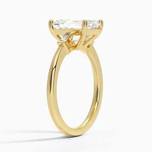 Baguette Three Stone <b>Emerald</b> Cut Moissanite Engagement <b>Ring</b> with 14K Gold Plating GRA Certified for Party & Anniversary - Product Image 2