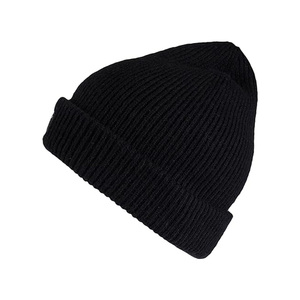 Bonnet en tricot côtelé noir unisexe pour adulte, bonnet chaud d'hiver, couleur unie, style décontracté, circonférence de la tête 56-58 cm - Product Image 2