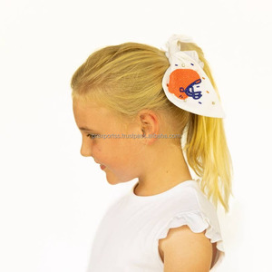 Chouchou perlé de football jour de match cravate de cheveux perle de rocaille casque arc élastique bandeau personnalisé Cheer cheveux écologiques faits à la main - Product Image 2