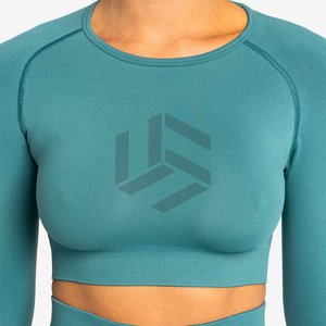 Nouvel Arrivage Ensemble de Yoga Femme Qualité Supérieure Logo Personnalisable sur le Devant Respirant Écologique Uni Taille Haute 2 Pièces Tenue de Sport - Product Image 4