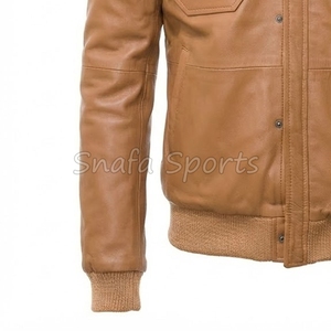 New Breathable & Comfortable Solid Color Customizable Leather Jacket Premium Quality for Men Style With Leather - Product Image 4