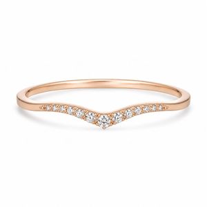 S925 Sterling <b>Silver</b> <b>Stacking</b> Band with CZ Crystal Pave Setting for Women Wholesale 14k Gold Curve <b>Ring</b> - Product Image 6