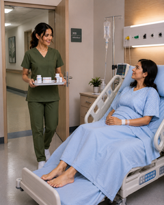Ensemble de blouses médicales vert olive pour femmes, col en V, uniforme de soins de santé, tenue de travail pour infirmières, haut et pantalon, vente en gros - Product Image 6