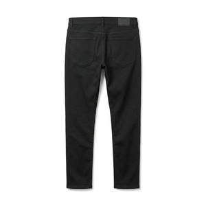 Pantalones de Algodón Negros para Hombre, Cintura Elástica, Color Sólido Informal, Transpirables, Tejidos, Corte Recto, Cómodos para Uso Diario - Product Image 3