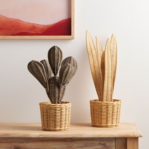 Ensemble de paniers décoratifs en rotin tressé à la main en forme de cactus, accessoires de décoration pour la maison, vente en gros, forme mignonne - Product Image 6