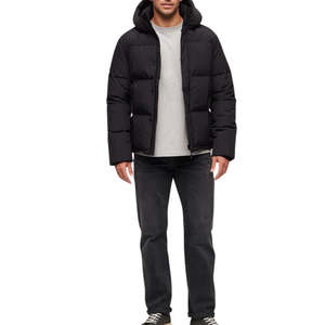 High Quality Customized Men's Long <b>Thin</b> Canvas Waterproof Breathable <b>Puffer</b> <b>Jackets</b> 2026 New Arrival High Street Style Hooded - Product Image 3