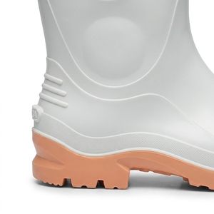 Yellow PVC Soft Upper Waterproof <b>Knee</b>-<b>High</b> Rain Boots with Anti-Slip Steel Toe for Construction Work-Fashion Design - Product Image 5