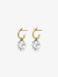 3 Carat Diamond Drop <b>Hoop</b> <b>Earring</b> 14k <b>Solid</b> Gold Round Cut Lab Grown Georgian Prong Set Solitaire Wedding Fine Jewelry Huggies - Product Image 5