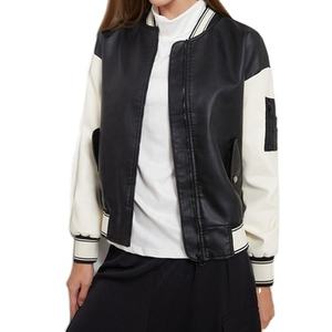 Chaqueta Bomber de Béisbol Varsity de Invierno, de Cuero y Poliéster, Resistente al Viento, de Secado Rápido, Personalizable con Bordado, para Mujer, Venta al Por Mayor - Product Image 2