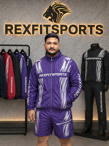 REXFIT SPORTS 2026 Conjunto Deportivo Personalizado para Hombre, Chaqueta y Pantalones Cortos de Nailon Morado, Ligero, con Cierre Completo, para Gimnasio, Entrenamiento, Running y Uso Casual - Product Image 6
