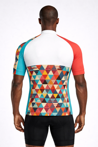 เสื้อเจอร์ซีย์ปั่นจักรยานแบบมีรูระบายอากาศ พิมพ์ลายชื่อทีมด้วยเทคนิคฮีททรานเฟอร์ ดีไซน์ล่าสุด ชุดกีฬาสำหรับมืออาชีพ ผลิตจากโพลีเอสเตอร์ 100% - Product Image 2