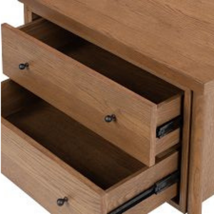 Modern Nightstand with 2 <b>Drawers</b> Made of Solid Mahogany Wood High Quality Natural Finish for Apartment & Hotel Bedroom Use - Product Image 4
