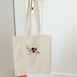 Sac fourre-tout en toile de coton robuste, écologique, réutilisable pour les courses, avec impression de logo personnalisé, poignée en coton, taille moyenne - Product Image 1