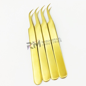 Pince à cils plaquée or Plain Shin Grip pour extensions de cils, pince de précision à pointe lisse, pince pour extensions de cils - Product Image 2