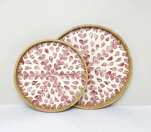 FAIZA CRAFT Modern Round Trays with Mother of Pearl Inlay for <b>Home</b> Decoration Resale Suitable Dishes & Plates - Product Image 4