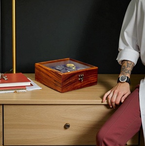 Caja de Exhibición de Relojes de Lujo en Madera de Nogal, Estuche Organizador de Relojes de Madera Premium, Caja de Almacenamiento de Relojes Hecha a Mano en Madera de Palisandro, Caja de Relojes Ejecutiva - Product Image 3