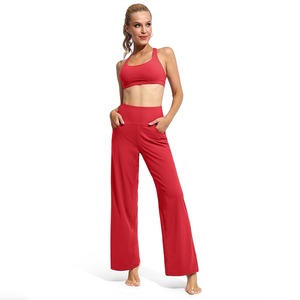 Women's Yoga Set Plaid Crop Top & <b>Flared</b> <b>Leggings</b> Mid Waist Elastic Waist Four-Way Stretch Quick Dry Soft Fabric Breathable - Product Image 4