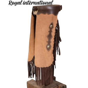 Chaparreras Vaqueras de Cuero Genuino Premium con Flecos para Equitación, Rodeo y Rancho, Protección para Piernas, Hechas a Mano, Equipo Ecuestre - Product Image 1