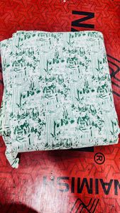 Tissu Popeline Coton Imprimé Floral Blanc et Vert Le Souvenirs, Biologique, Écologique, Absorbant l'Humidité, Respirant, Léger - Product Image 4