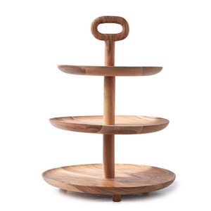 Hot Selling Modern Wooden 3-Tiers Cake Stand with Raised Platform for <b>Displaying</b> Cakes Pastries Fruit Dessert Oven Safe - Product Image 4