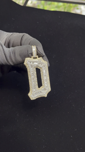 Collier Pendentif Zéro Iced Out Luxe Hip Hop avec Breloque Numérique et Pierres Baguette Brillantes Dorées - Product Image 4