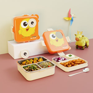 Lonchera infantil cuadrada de plástico con diseño de pollito, 1 compartimento, a prueba de fugas, contenedor de almacenamiento de alimentos, lonchera para oficina - Product Image 6